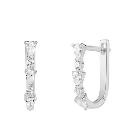 Multi-Stone Square Huggies