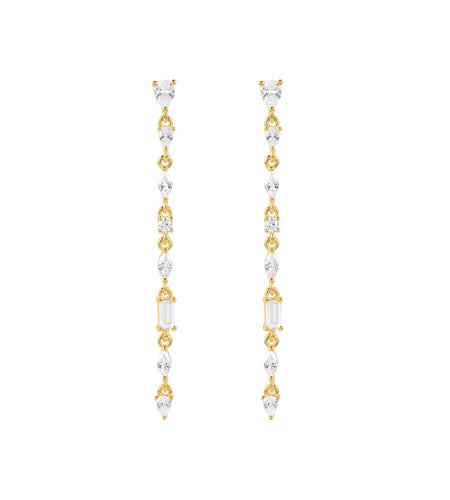 Thin Multi-Stone Drop Earrings