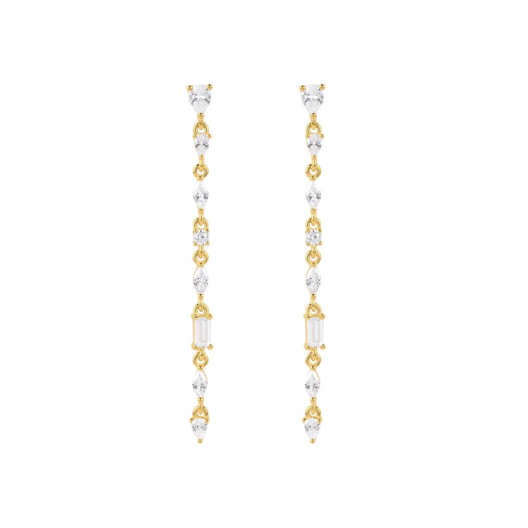 Thin Multi-Stone Drop Earrings