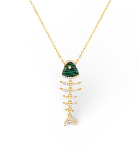 Elevated Fish Malachite Necklace