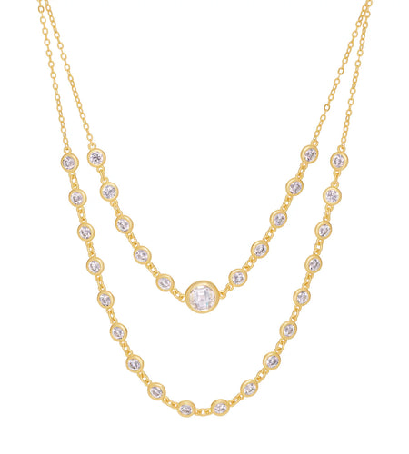 Double Row Bezel Zirconia Necklace