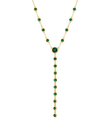 Green Bezel Cz Lariat