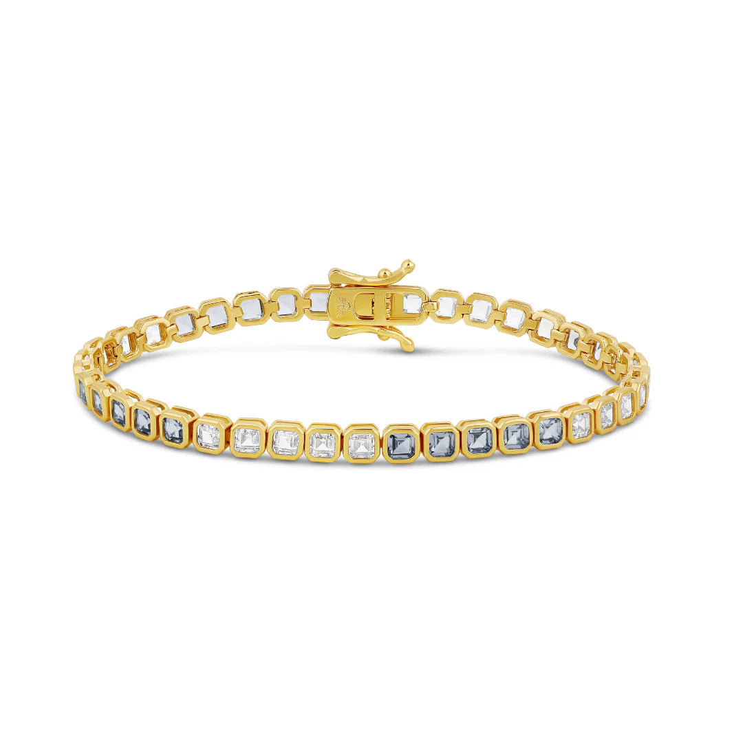Color Bezel Square Tennis Bracelet Acua
