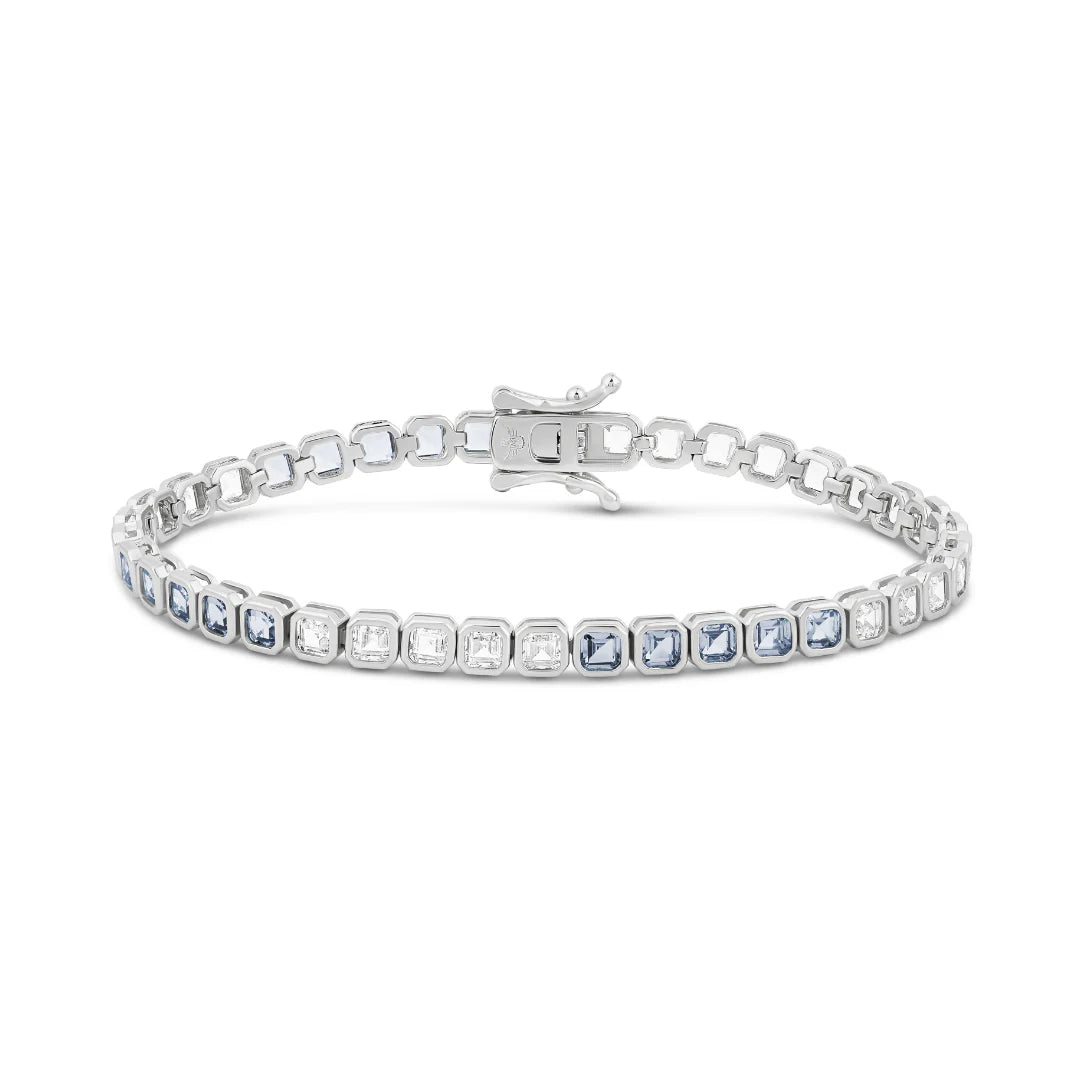 Color Bezel Square Tennis Bracelet Acua