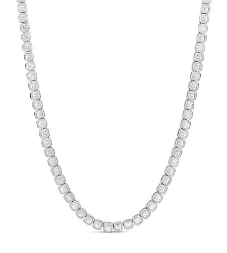 Bezel Square Tennis Necklace