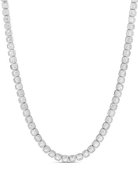 Bezel Square Tennis Necklace