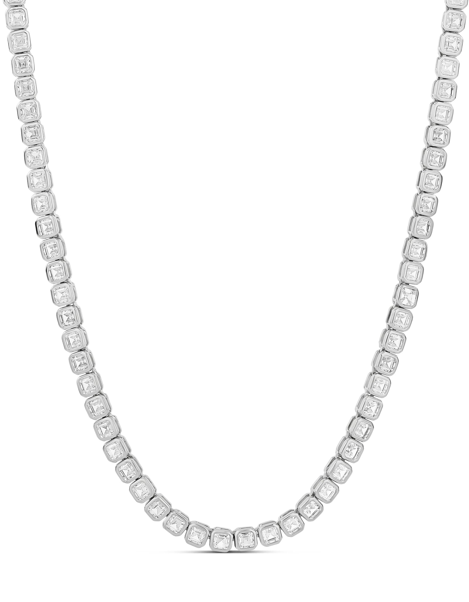 Bezel Square Tennis Necklace