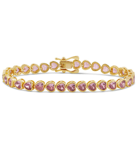 Bezel Heart Color Tennis Bracelet