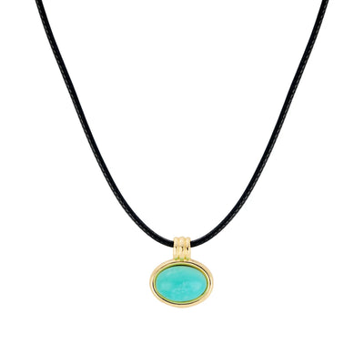 Turquoise Oval Cord Necklace