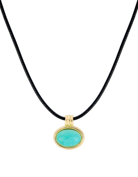Turquoise Oval Cord Necklace