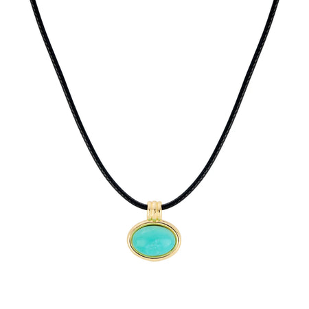 Turquoise Oval Cord Necklace
