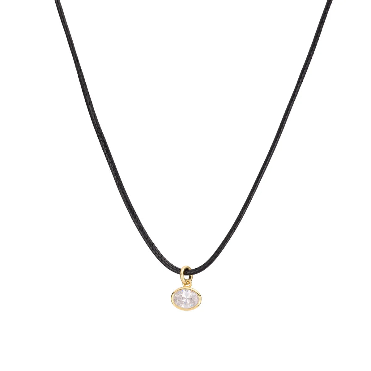 Black Cord Oval Sparkle Necklace