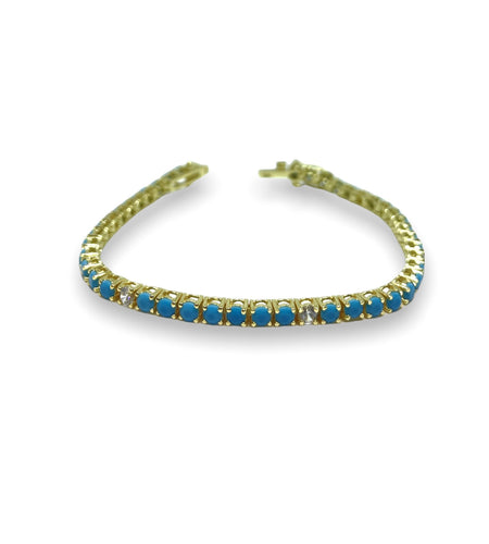Turquoise Cz Tennis Bracelet