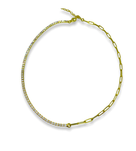 Mixed tennis-paperclip Choker