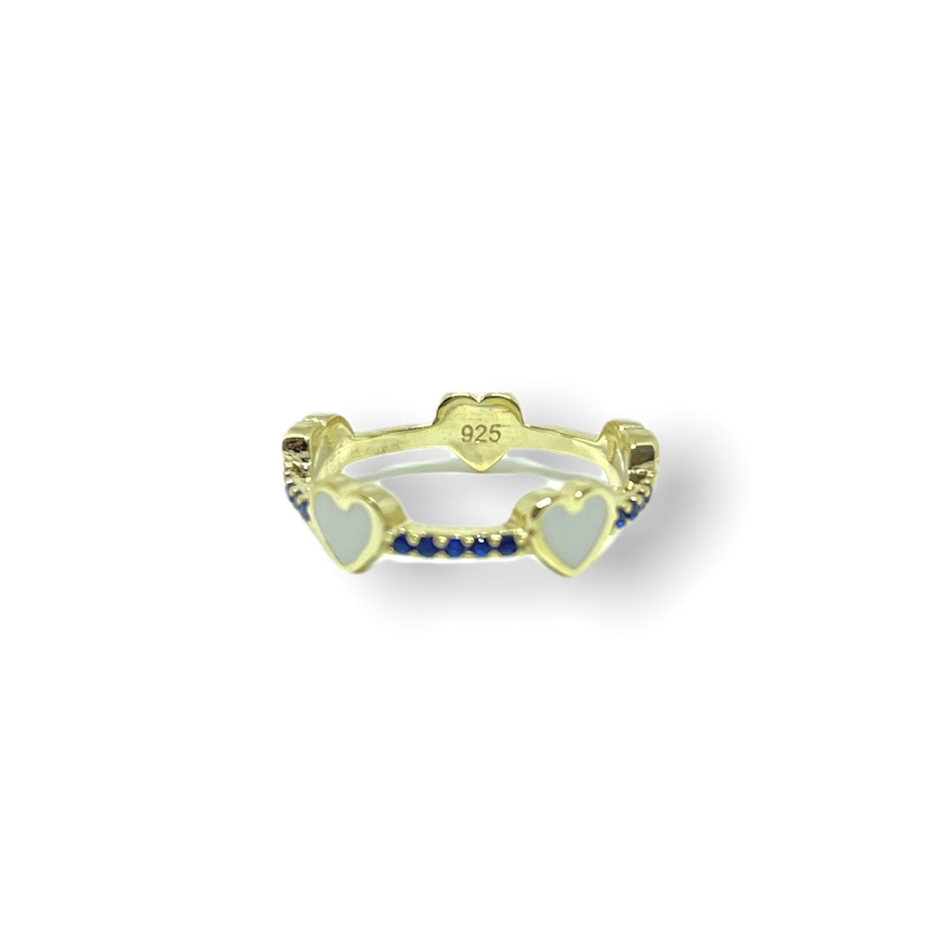 Color Cz and enamel heart Ring