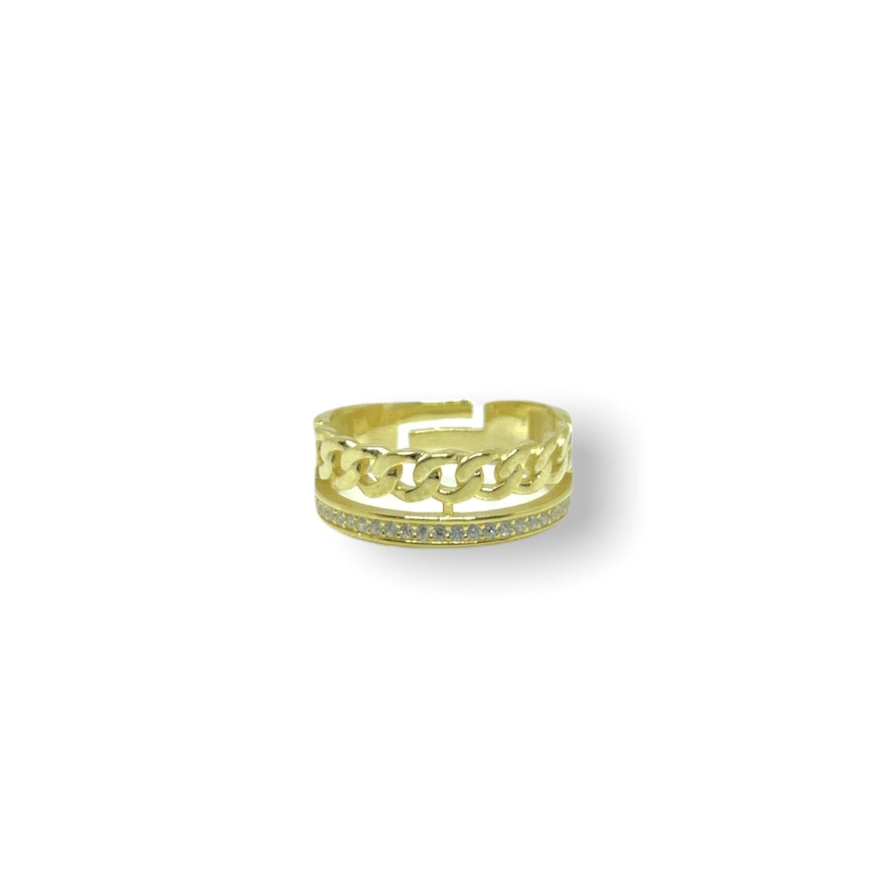 Cuban Link and Cz Band Ring