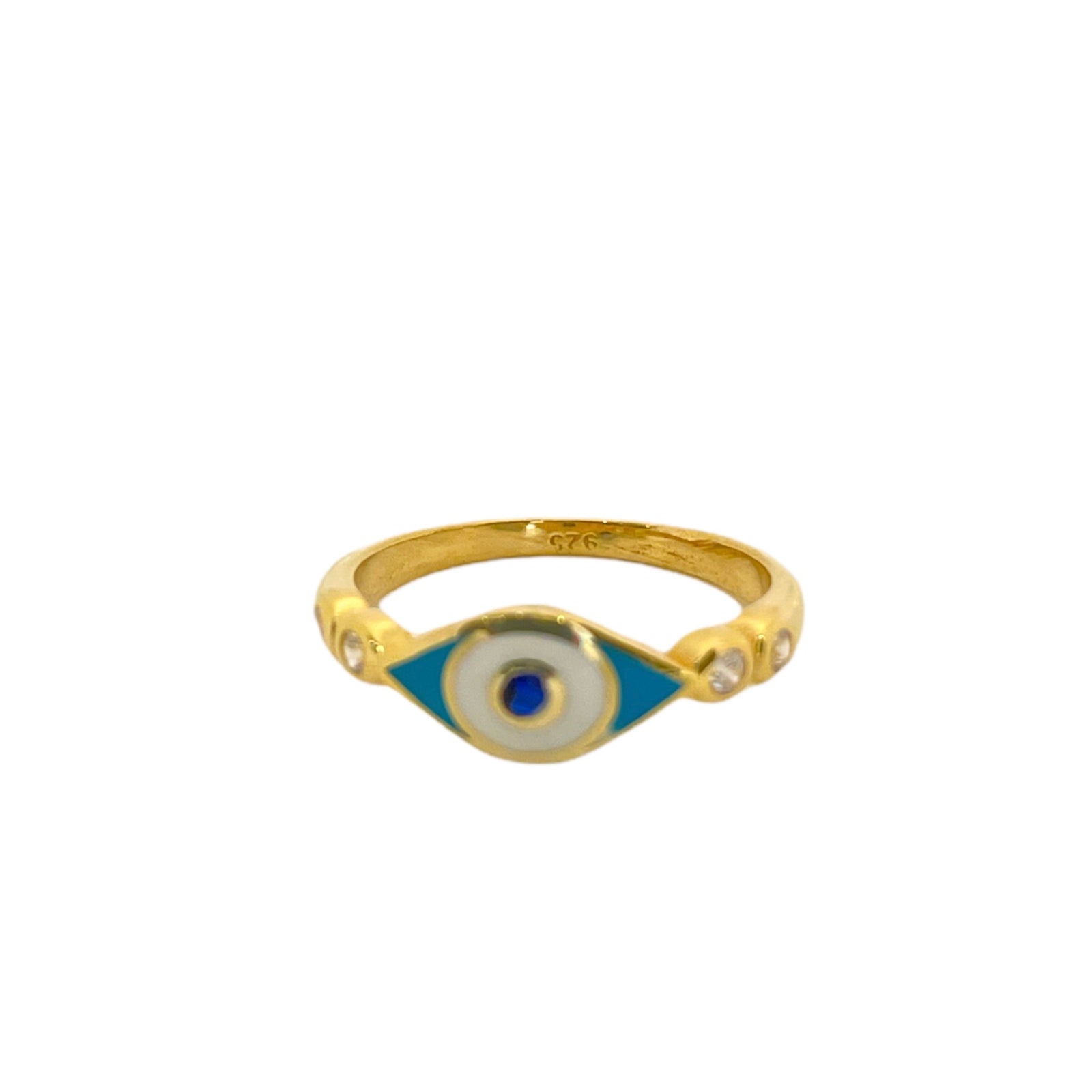 Blue enamel evil eye ring