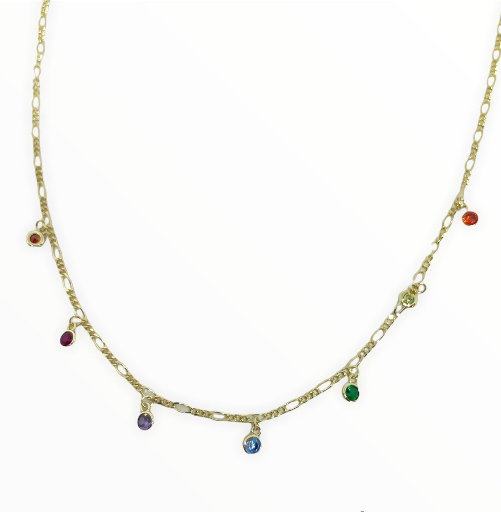 Cz rainbow charms necklace