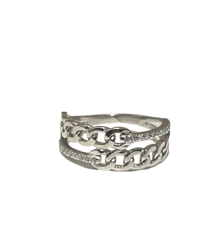 Double chain cz ring