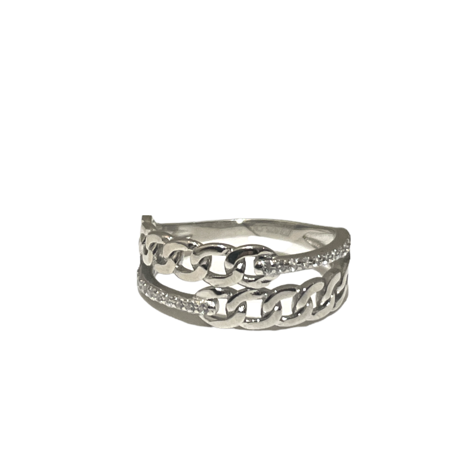 Double chain cz ring