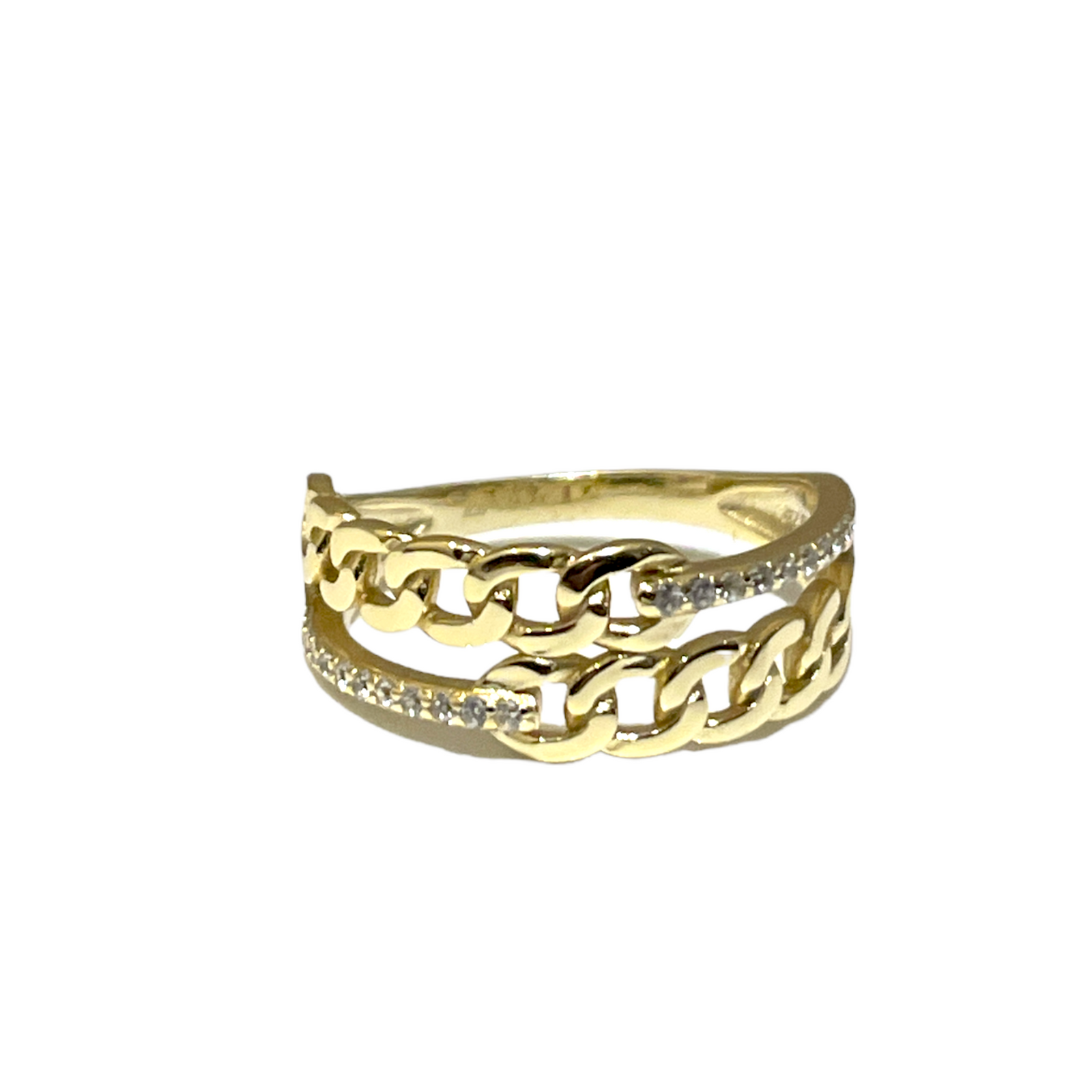 Double chain cz ring