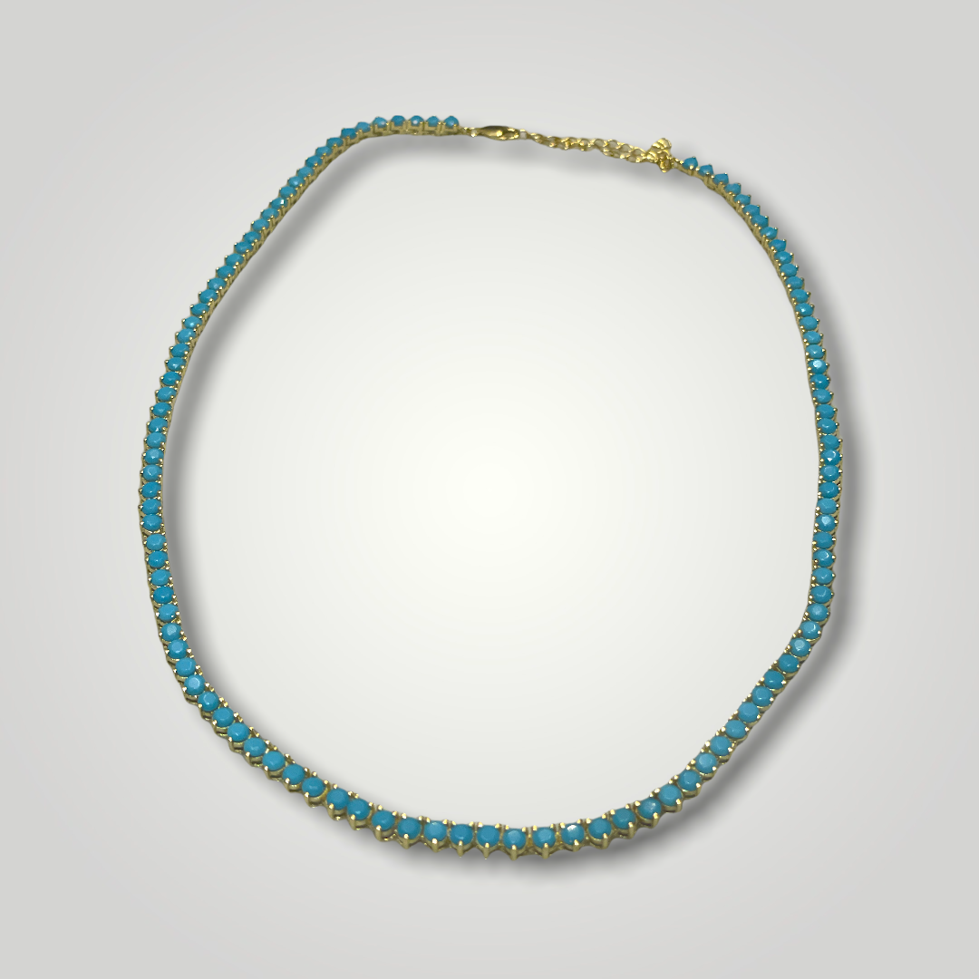 Turquoise Tennis necklace 3 prong