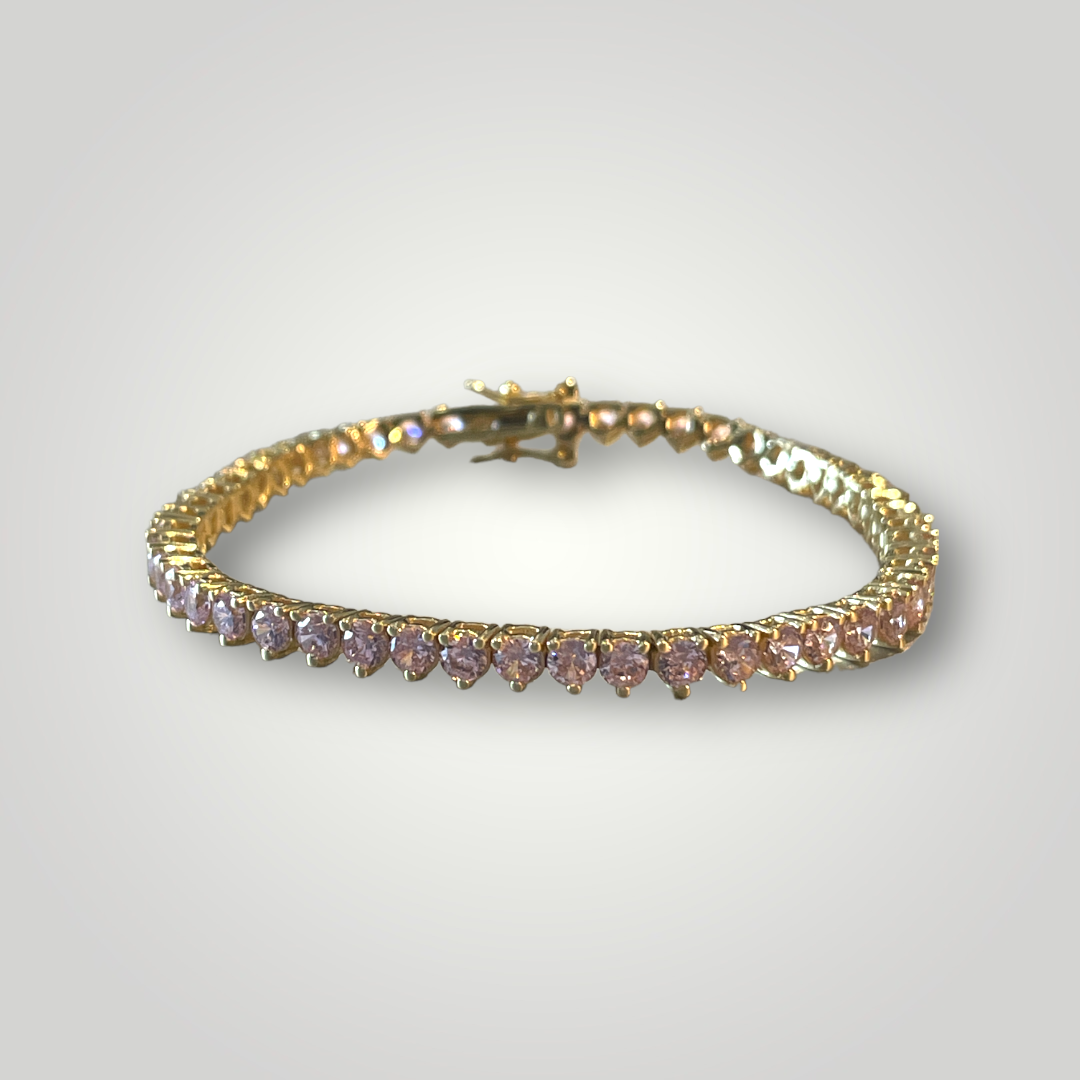 3 prong pink Safire Tennis bracelet