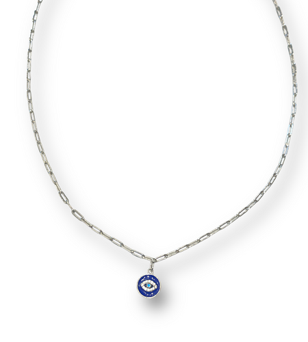 Enamel evil eye necklace