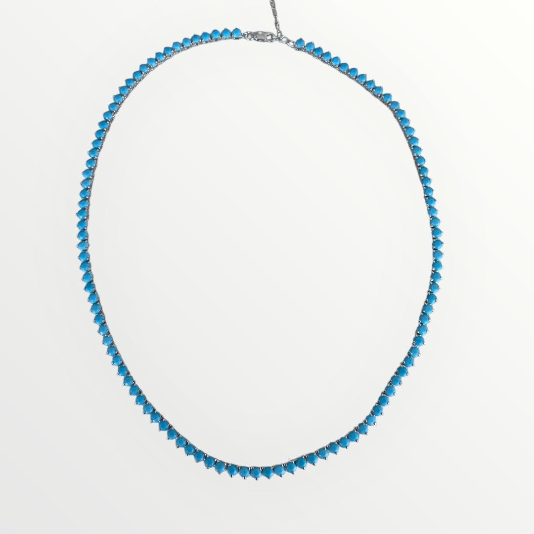 Turquoise Tennis necklace 3 prong